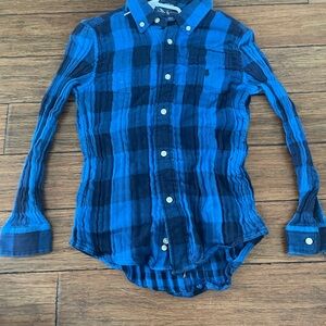 Ralph Lauren Blue Plaid Button-Up Shirt